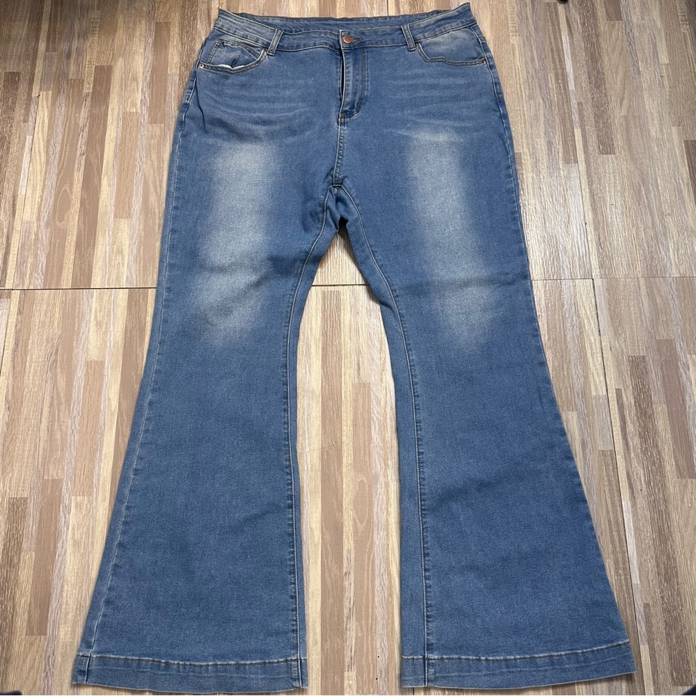 Classic Blue Flared Women Jeans Plus Size 3XL